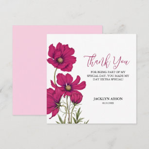 Dark Pink Cosmos Floral Vielen Dank Dankeskarte
