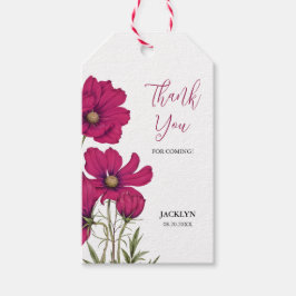 Dark Pink Cosmos Floral Vielen Dank zum Geburtstag Geschenkanhänger