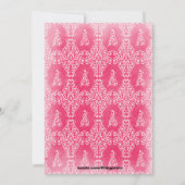 Dark Pink Cross Damask Girls Kommune Einladung (Rückseite)