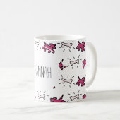 Dark Pink Dog Bone Graffiti Stil personalisierte M Kaffeetasse (VorderseiteRechts)