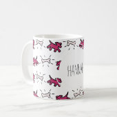 Dark Pink Dog Bone Graffiti Stil personalisierte M Kaffeetasse (Vorderseite Links)