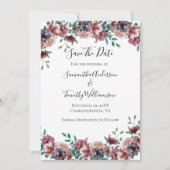 Dark Pink Dusty Rose Blue Green Eukalyptus Floral Save The Date (Vorderseite)