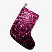Dark Pink faux shiny glitter sparkles Kleiner Weihnachtsstrumpf (Vorderansicht (hängend))