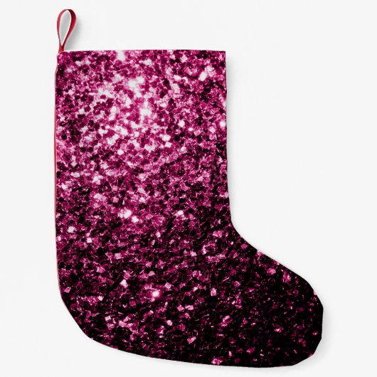 Dark Pink faux shiny glitter sparkles Kleiner Weihnachtsstrumpf (Vorderseite)