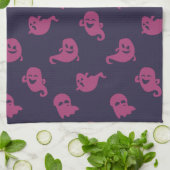 Dark Pink Ghosts Dark Lila Halloween Geschirrtuch (Gefaltet)