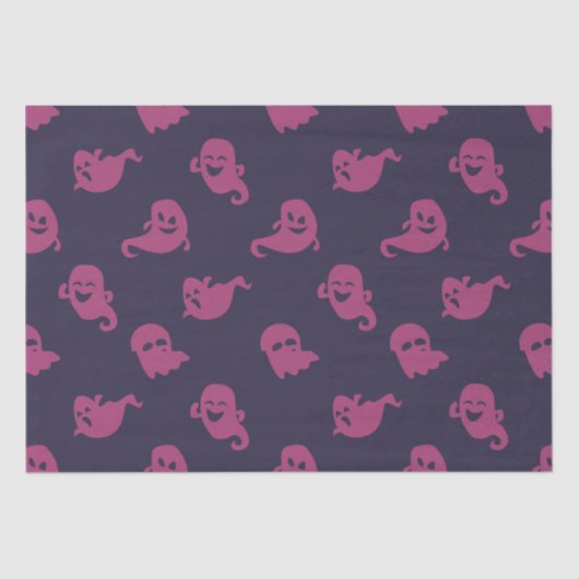 Dark Pink Ghosts Dark Lila Halloween Seidenpapier (Vorderseite)