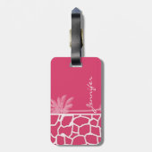 Dark Pink Giraffe Print; Sommerpalme Gepäckanhänger (Rückseite vertikal)