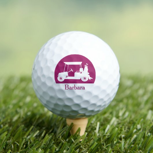 Dark Pink Golf Cart mit Clubs Einzigartiger Vornam Golfball (Insitu T-Shirt)