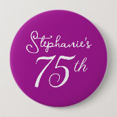 Dark Pink Monogram 75. Geburtstagsparty Button (Vorderseite)