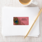 Dark Pink Peacock Feather Address Labels Adressaufkleber (Insitu)