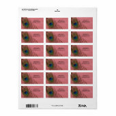 Dark Pink Peacock Feather Address Labels Adressaufkleber (Vorne)