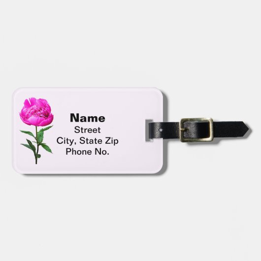 Dark Pink Peony Gepäckanhänger (Vorderseite horizontal)