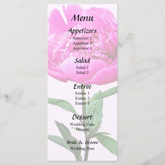 Dark Pink Peony Menu Menükarte (Vorderseite)
