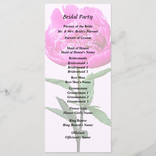 Dark Pink Peony Programm (Rückseite)