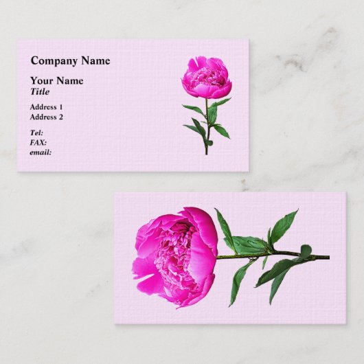 Dark Pink Peony Visitenkarte (Vorne/Hinten)
