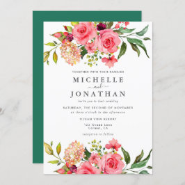 Dark Pink Roses Dusty Rose Hochzeit Einladung