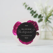 Dark Pink Roses Romantische Hochzeitsjury Einladung (Stehend Vorderseite)