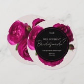 Dark Pink Roses Romantische Hochzeitsjury Einladung (Vorne/Hinten)