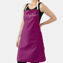 Dark Pink Simple Chic Elegant Script Name Schürze