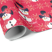 Dark Pink Snowman Geschenkpapier (Rolleneckpunkt)