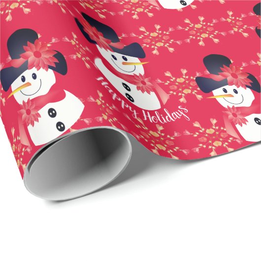 Dark Pink Snowman Geschenkpapier (Rolleneckpunkt)