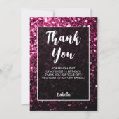 Dark pink sparkles Sweet 16 elegant script Dankeskarte (Vorderseite)