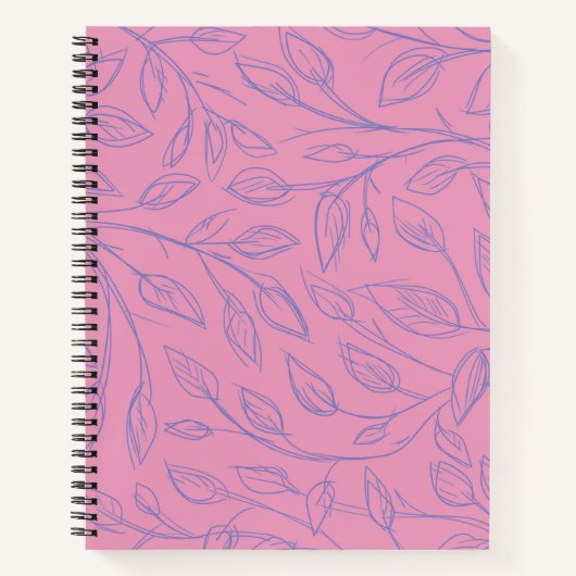 Dark Pink Spiral Notebook mit Lila Blätter Notizblock (Vorderseite)