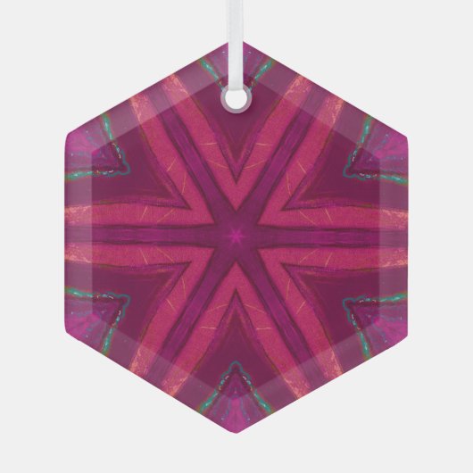 Dark Pink Star Ornament Aus Glas (Vorderseite)