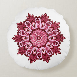 Dark Pink und Grau Reversible Boho Mandala Rundes Kissen