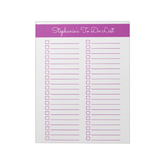 Dark Pink Vertical 8.5x11 Two Column Checklist Notizblock (Rotiert)
