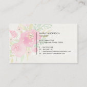 Dark Pink Watercolor Floral Business Card Visitenkarte (Rückseite)