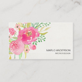 Dark Pink Watercolor Floral Business Card Visitenkarte