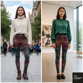 Dark Plaid Classic Tartan Green Red Leggings