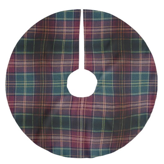 Dark Plaid Classic Tartan Green Red Polyester Weihnachtsbaumdecke (Vorderseite)