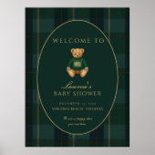 Dark Plaid Lauren Inspired Baby Shower Welcome  Poster (Vorne)