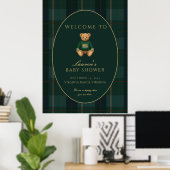 Dark Plaid Lauren Inspired Baby Shower Welcome  Poster (Heimbüro)
