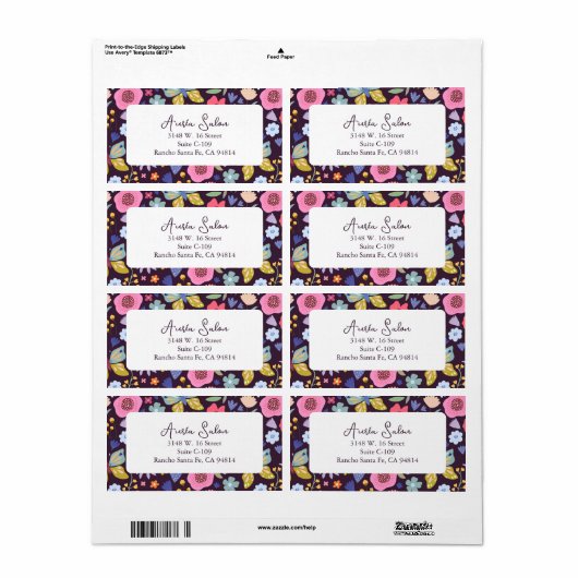 Dark Plum and Florals Business Shipping Label (Vorne)