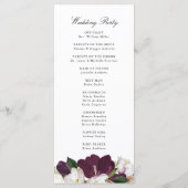 Dark Plum Floral Wreath | Hochzeitsfeier Programm (Rückseite)