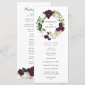 Dark Plum Floral Wreath | Hochzeitsfeier Programm (Vorne/Hinten)