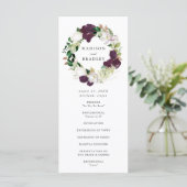 Dark Plum Floral Wreath | Hochzeitsfeier Programm (Stehend Vorderseite)