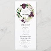 Dark Plum Floral Wreath | Hochzeitsfeier Programm (Vorderseite)