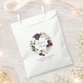 Dark Plum Floral Wreath | Personalisierte Hochzeit Geschenktütchen (Ausgeschnitten)