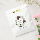 Dark Plum Floral Wreath | Personalisierte Hochzeit Geschenktütchen (Versiegelt)