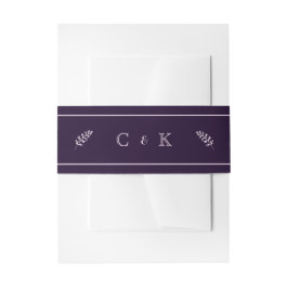 Dark Plum Initials Wedding Invitation Portrait Einladungsbanderole