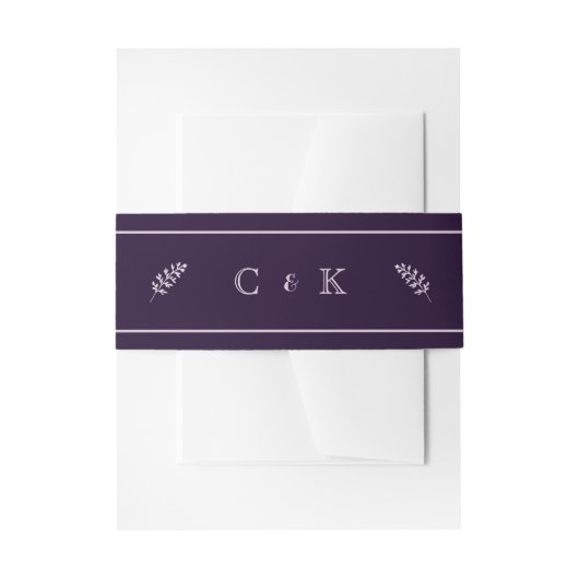 Dark Plum Initials Wedding Invitation Portrait Einladungsbanderole (Vorderseite Beispiel)