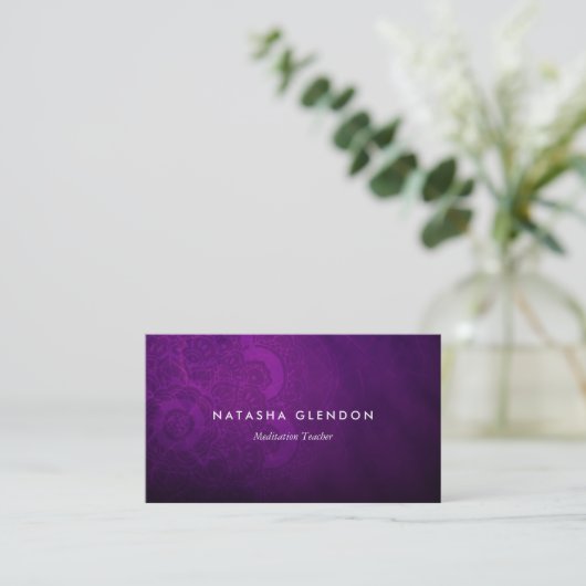 Dark Plum Lila Mandala Zen Business Card Visitenkarte (Stehend Vorderseite)