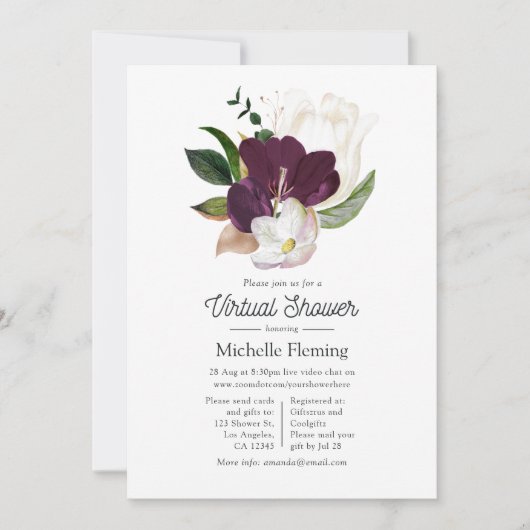 Dark Plum Velvet und Virtuelle Springdusche Einladung (Vorderseite)