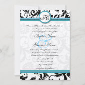 Dark Pool Damask Wirbel Hochzeit Einladung 5 x 7 (Vorderseite)