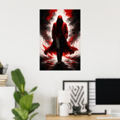 Dark Power Awakening – Red Hooded Figure Poster (Heimbüro)