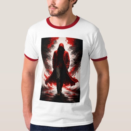 Dark Power Awakening Rot vermummte Figur T-Shirt (Vorderseite)